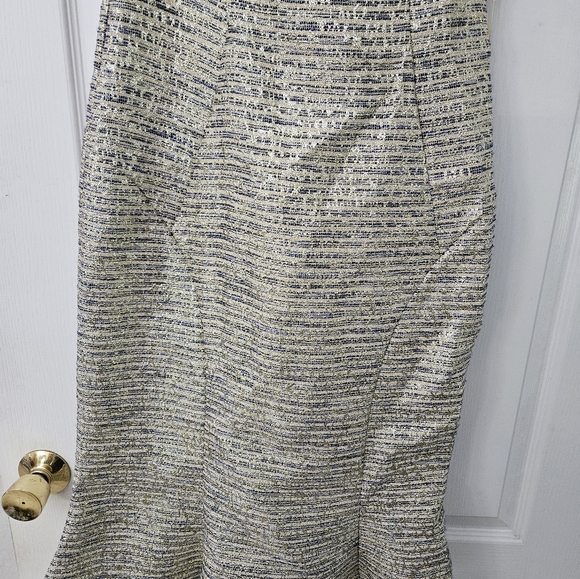 Parker 108 Gold & Navy midi V Neck dress with embellishments sz 6 - Picture 4 of 10